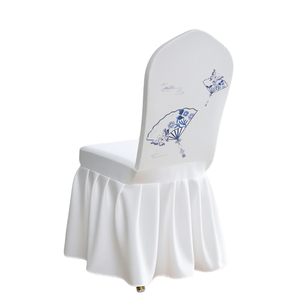 Funda de Spandex para silla con logotipo personalizado de alta elasticidad, 300g, para conferencia de hotel, elegante funda para silla con estampado, proveedor directo de <span class=keywords><strong>China</strong></span> - Product Image 1