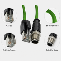 Conector M12 de 8 Pines, Código X, Macho y Hembra, RJ45, Cable Flexible Industrial Profinet EtherCAT Ethernet, Arnés Electrónico