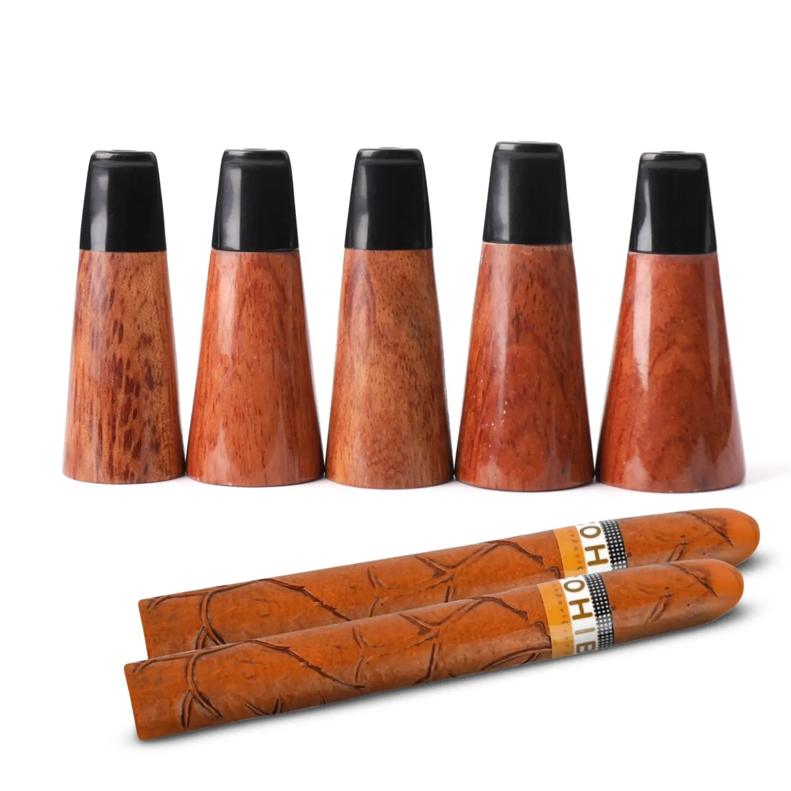Custom Logo Wood Cigar Holder Gentleman Smoking Cigar Mouthpiece With Filter