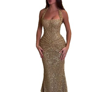 2026 European and American Spring/Summer New Eco-Friendly Sequin Halter Neck Bodycon Fashion <b>Dress</b> INS Vacation Party Casual - Product Image 1