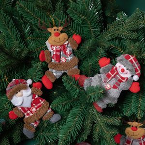 Ornements de Noël suspendus en tissu à carreaux LINGKAI, pendentifs Père Noël, bonhomme de neige, renne, ours pour la décoration de l'arbre de Noël - Product Image 4