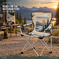 Chaise de camping portable robuste avec accoudoirs, porte-gobelet et motif logo personnalisé pour camping-car et voyages en voiture – Vente en gros