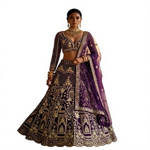 Vestido de Fiesta Morado de Boda y Graduación, Lehenga Choli Indio Elástico Antra Lifestyle, Hecho con Materiales Reciclados, Venta al por Mayor - Product Image 1