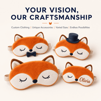 Masque de sommeil en peluche renard fantaisie personnalisé OEM ODM, masque pour les yeux orange en gros pour le voyage, cadeau de sommeil, vente en gros du fabricant