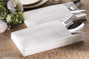 Chất lượng cao gấp Trắng airlaid dao kéo giấy Linen cảm thấy bữa ăn tối Khăn ăn chấp nhận biểu tượng tùy chỉnh <span class=keywords><strong>1</strong></span> ply - Product Image 2