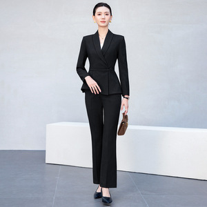 Women's Suit Set Beige Long Sleeve Office Lady Anti-Wrinkle Commuting <b>Work</b> Wear - Product Image 3