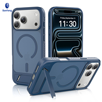 Funda Magnética Azul Mate de Alta Calidad para iPhone 18 17 Pro Max, Híbrida de TPU y PC, Antigolpes, Personalizada, con Soporte