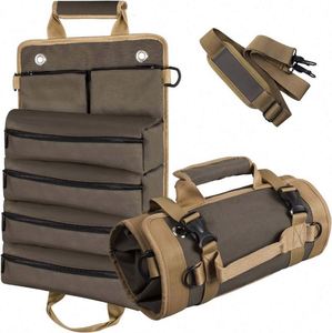 Sac à outils gratuit, sac à outils robuste à 6 compartiments, sac à outils enroulable avec sac de rangement - Cadeaux pour papa/hommes mécaniciens - Product Image 6