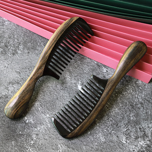 Peigne de massage du cuir chevelu Chen Guibao Horn, peigne à cheveux en bois de 20cm pour femmes, hommes, adultes, enfants, thérapie de massage - Product Image 2