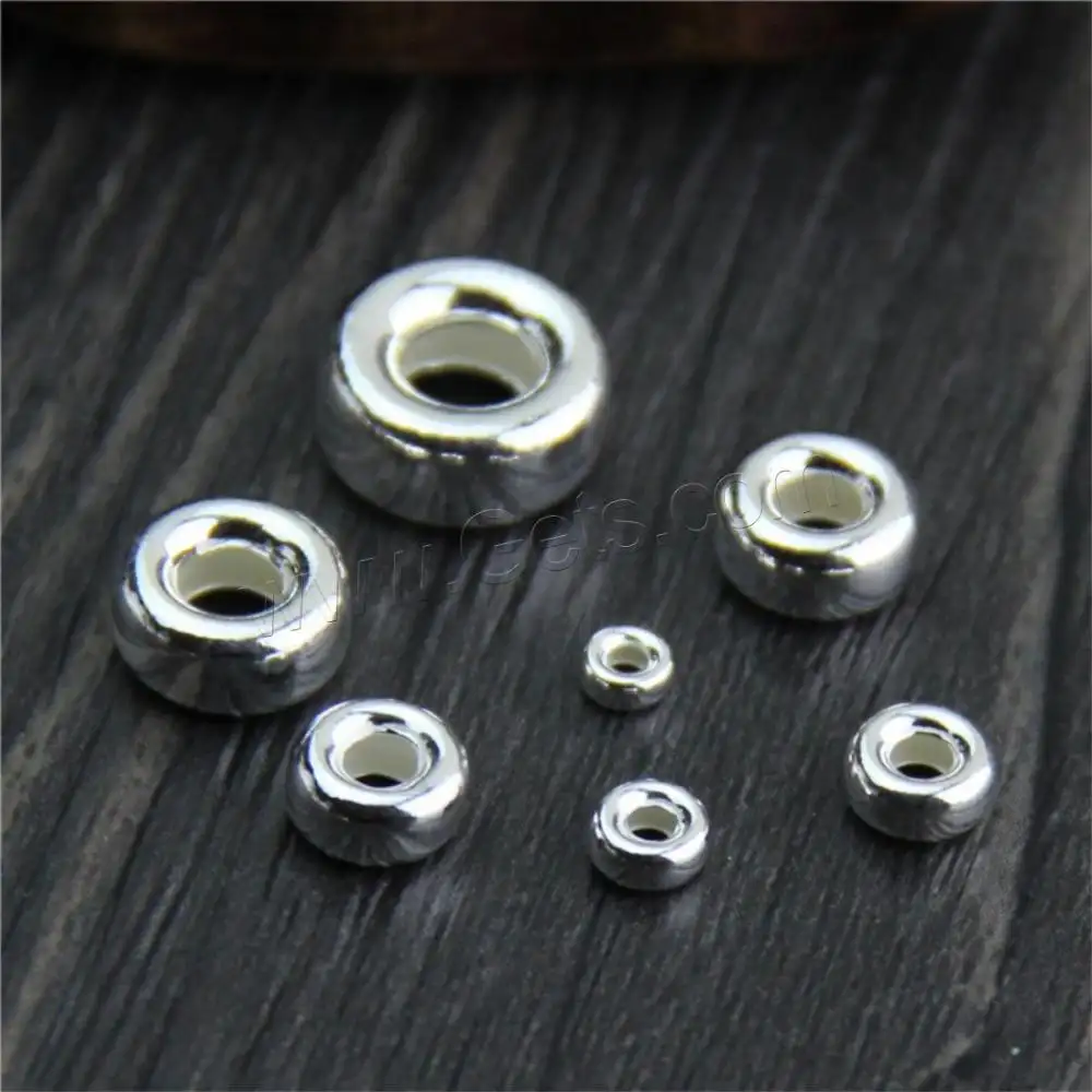 wholesale Sterling Silver silver beads spacer for jewelry making 925 rondelle bead 1283599