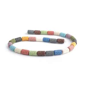 Cuenta de piedra de <span class=keywords><strong>lava</strong></span> Natural colorida de 15*8mm, piedra de roca volcánica de cilindro largo, accesorios de joyería hechos a mano <span class=keywords><strong>DIY</strong></span> - Product Image 2