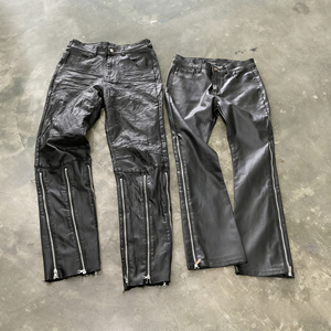 <span class=keywords><strong>Jeans</strong></span> <span class=keywords><strong>Larghi</strong></span> da Uomo in Denim Cerato Stile High Street Streetwear Hip Hop, Pantaloni Vestibilità Ampia in <span class=keywords><strong>Pelle</strong></span> Cerata Lavata con Cerniera - Product Image 2