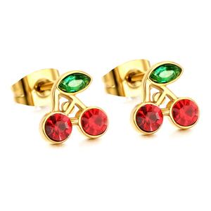 Aretes de Cereza Roja Adorables para Mujer, Joyería de Acero Inoxidable con Cristales, Ideales para Fiestas, Bailes de Graduación, Cumpleaños y Bodas - Product Image 6