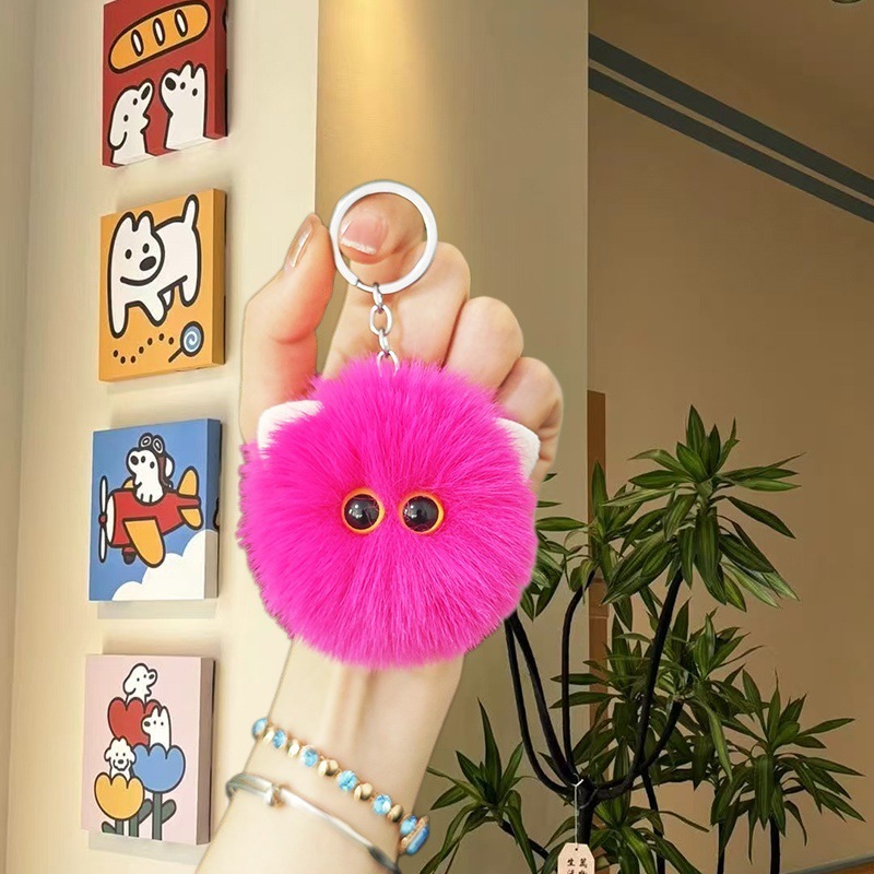 F@G58/Tête de chat en peluche - Rose rouge