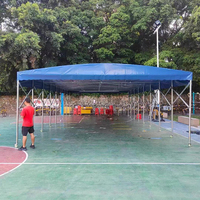 Auvent télescopique 4x3m, hauteur latérale 2,5m, 9 rideaux latéraux, design simple pliable, cadre en acier galvanisé imperméable pour garage de voiture