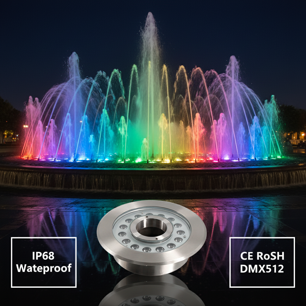 DMX Controlled LED Landscape Lamps IP68 Waterproof Ring Fountain Lights Underwater LED Lights for Fountains