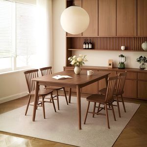 Ensemble <span class=keywords><strong>de</strong></span> table à manger en bois massif extensible avec 4 chaises, design moderne et simple, en bois d'hévéa, <span class=keywords><strong>prix</strong></span> <span class=keywords><strong>de</strong></span> gros - Product Image 3