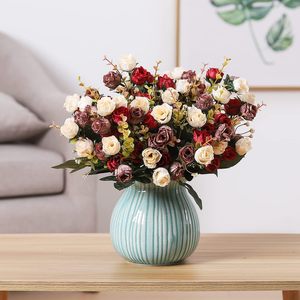 7 Branch 21 Heads <b>Artificial</b> Flowers <b>Bouquet</b> Mini Rose Wedding Home Office Decor,Pack of 4 - Product Image 5