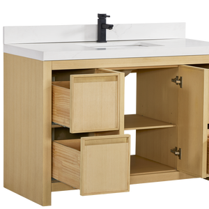 Modern Bathroom Vanity Ceramic Basin Framed Eco-Friendly Durable Design Made Vietnam Natural Ash Bathroom <b>Cabinet</b> - Product Image 3