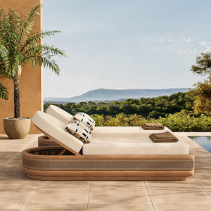 FERLY Mobilier d'extérieur artisanal en teck, lit de repos, chaise longue incurvée en <span class=keywords><strong>bois</strong></span> pour piscines, hôtels, jardins, villas - Product Image 1