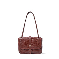 Sac bandoulière femme en cuir véritable, sac à l'épaule mode vintage, sac postier en cuir de vachette tanné végétal