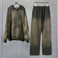 Pantalon Harem en molleton épais uni teint en masse, lavage enzymatique, coupe droite, 100% coton, décontracté, ensemble sweat-shirt, 450GSM