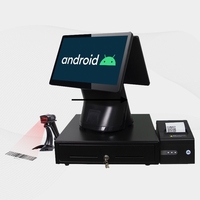 Hongkai Model 566 Windows/Android 7.1 Layar Sentuh Kapasitif 15.6 inci Terminal POS All-in-One Restoran Layar Ganda Thermal