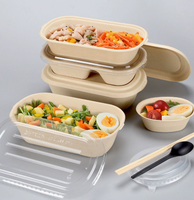 Boîte à lunch jetable écologique compostable et biodégradable Sumkoka, vaisselle en bagasse de canne à sucre et pulpe de papier