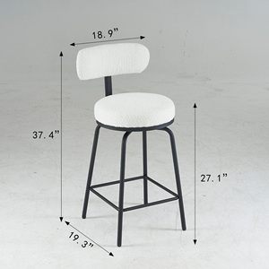 Modern Boucle Upholstered Counter Height <b>Bar</b> <b>Stools</b> Set of <b>2</b> 360° Swivel Metal Legs Barstools for Kitchen Island Dining Room - Product Image 6