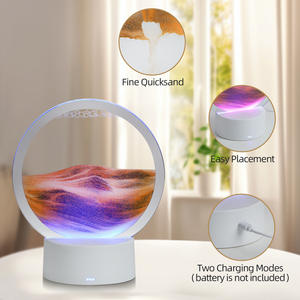 Round <strong>LED</strong> Table Lamp with Quicksand <strong>Painting</strong> Scene <strong>3D</strong> Dynamic Glass Night Light Warm White for Living Room Battery Powered - Product Image 5