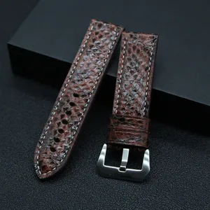 Elegante patrón de serpiente real exótico 20-26MM correas de reloj de cuero genuino hecho a mano correa de reloj Pytho intercambiable para Panera - Product Image 4