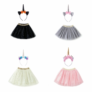Di alta Qualità Per Bambini Del Tutu Del Bambino del <span class=keywords><strong>Vestito</strong></span> del Pannello Esterno + <span class=keywords><strong>Unicorno</strong></span> Corno Fascia Set Festa Di Compleanno Abiti Grigio Tutu Gonne Per Le Ragazze - Product Image 2