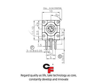 โพเทนชิโอมิเตอร์แบบหมุน R0910 ซีรีส์ 1K-2M หมุนได้ 270 องศา ความคลาดเคลื่อน 20% สำหรับจอยสติ๊กโดรน UAV - Product Image 4