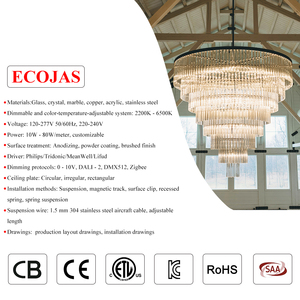 ECOJAS Lampara Đèn Chùm Lớn Led De Techo Trung Quốc De Techo Đèn Chùm Lớn Đèn Treo Led Vòng Sảnh Sang Trọng Đèn Chùm Tiền Sảnh Lớn - Product Image 5