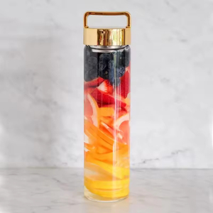 Bouteille d'eau en verre de haute qualité 500 ml avec logo, nouvelle bouteille d'eau en verre avec couvercle doré - Product Image 6