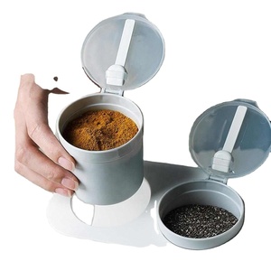 Contenedor de Plástico para Condimentos, Utensilio de Cocina, Juego de Cajas de Almacenamiento de Especias <span class=keywords><strong>3</strong></span> en 1, Salero y Pimentero con Tapa y Cuchara, Tarro de Sal para Sazonar - Product Image 2