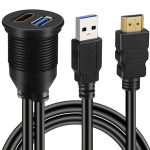 Cáp Cái Usb 3.0 Hdmi Gắn Bảng Điều Khiển Kép Chống Nước IP67 Chiều Dài 1M 3ft - Product Image 1