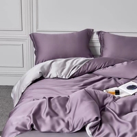 Parure de lit 4 pièces en fibre de bambou tissée jetable, couleur unie naturelle 300TC, taille King, avec drap-housse rafraîchissant