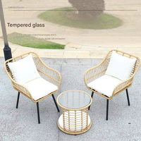 Ensemble de canapés modulaires en rotin durable – Mobilier de salle à manger polyvalent en osier en forme de L pour balcon compact, jardin, villa moderne