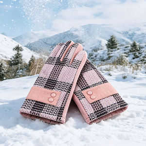 Mitaines thermiques en tricot doux à carreaux, tendance, avec poignets moelleux, coupe-vent, compatibles écran tactile, pour la conduite quotidienne - Product Image 6