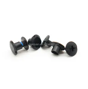 Matt black with nylon patch PF Head Round head Stock supply 5mm long black metal binding chicago screws for menu and books