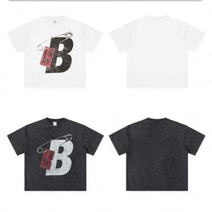 T-shirt Vintage Lavata 250GSM Personalizzata con Stampa Digitale DTG Traspirante Stile Hip Hop Boxy <span class=keywords><strong>B</strong></span> & Safety Pin per Brand DTC - Product Image 2