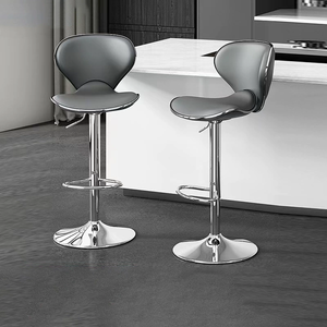 Silla Alta Giratoria Moderna y Minimalista para Bar Comercial, con Superficie de PU y Altura Ajustable - Product Image 4