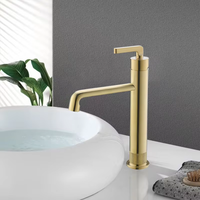 Robinet mitigeur moderne en laiton poli à poignée unique pour lavabo sur colonne, avec cartouche céramique, installation monotrou sur comptoir
