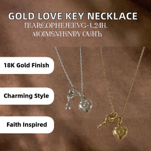 S925 Sterling <b>Silver</b> Heart Key Pendant Necklace 18K Gold Plated -Collarbone Chain for Women Gift Jewelry - Product Image 2
