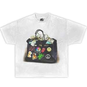 T-shirt Boxy da Uomo con Stampa Grafica Skateboard Money Bag, Oversize, Streetwear, Girocollo, Manica Corta, 100% Cotone Jersey, Stampa Frontale - Product Image 1