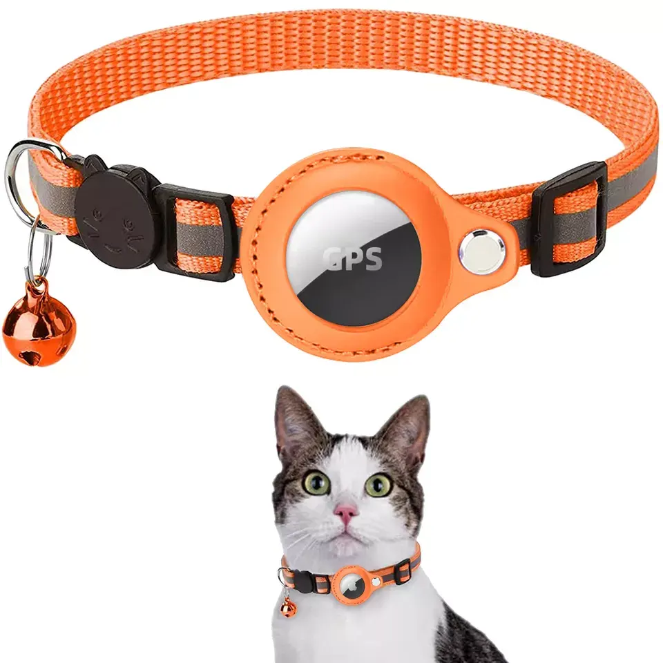 Classic cat Name Tag Airtag Collar Adjustable Comfortable Soft GPS Tracking Pet Dog Collar