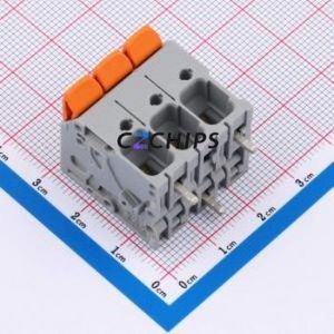 2606-1103/010-000 Spring Terminal Block Through hole Component (THT),P=7.5mm Connector 7.5mm Gray Through Hole 3P - Product Image 1