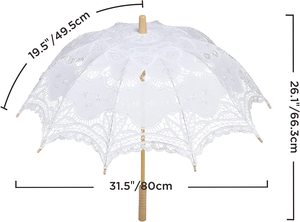 Parasol en <span class=keywords><strong>dentelle</strong></span> de coton blanc <span class=keywords><strong>ivoire</strong></span> petit parapluie de soleil à commande manuelle pour les mariées parapluies de mariage avec tissu en tissu - Product Image 6