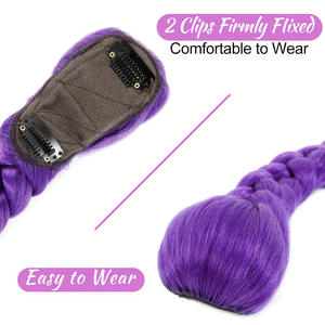 Perruque tressée Rumi Purple 66cm 140g avec clip BB, en fibre haute température, pour cosplay jeune et charmant, violet foncé, violet rougeâtre clair - Product Image 5